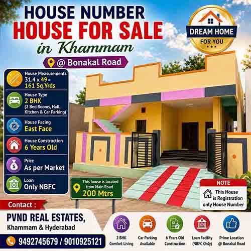 House for sale in khammam at bonakal road